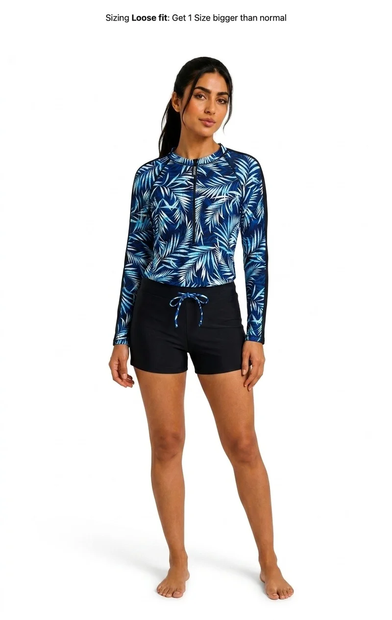 Women's Swimming 2PC Rashguard Set Blue