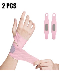 2 Pack Carpal Tunnel Wrist Brace, Breathable Wrist Band for Men and Women, Adjustable Wrist Support Wrist Straps (Pink)