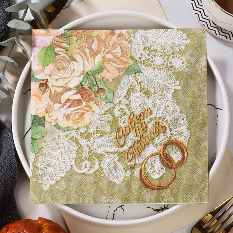Supply Spot New Leaves Color Printing Napkin Paper Towel Western Restaurant Bakery For Facial Tissue - Image 1