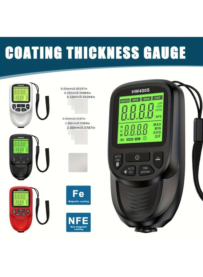 Red Digital Coating Thickness Gauge Dual Fe NFe Probes 0 2000um High Precision 0 01 Accuracy LED Display for Automotive Paint Plating Measurement - Image 2