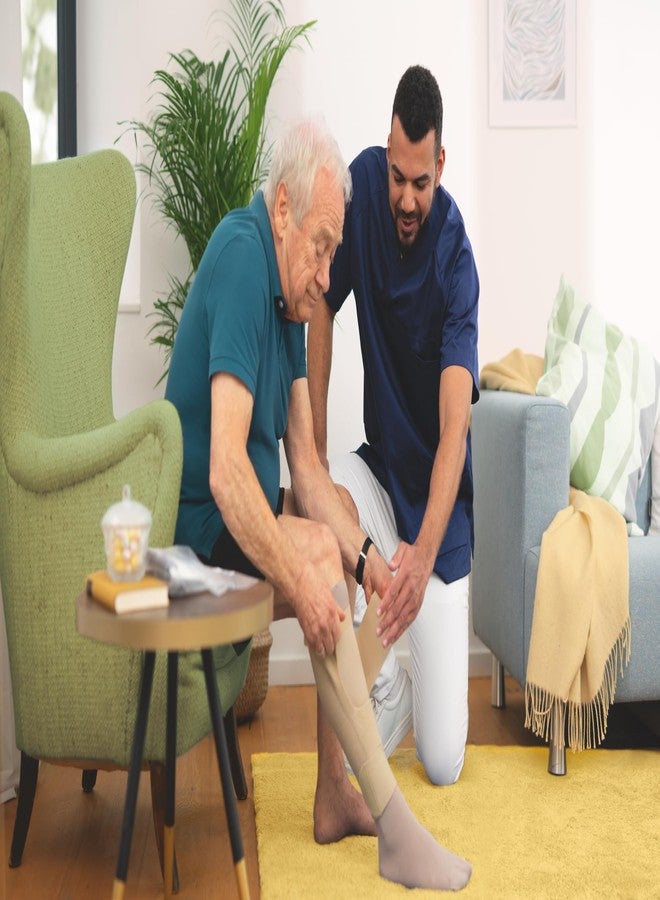 جوبست قطعة الساق FarrowWrap 4000، BSN FarrowMed، ضمادة ضغط للساق (طويل - صغير جدًا، بني فاتح) - Image 5
