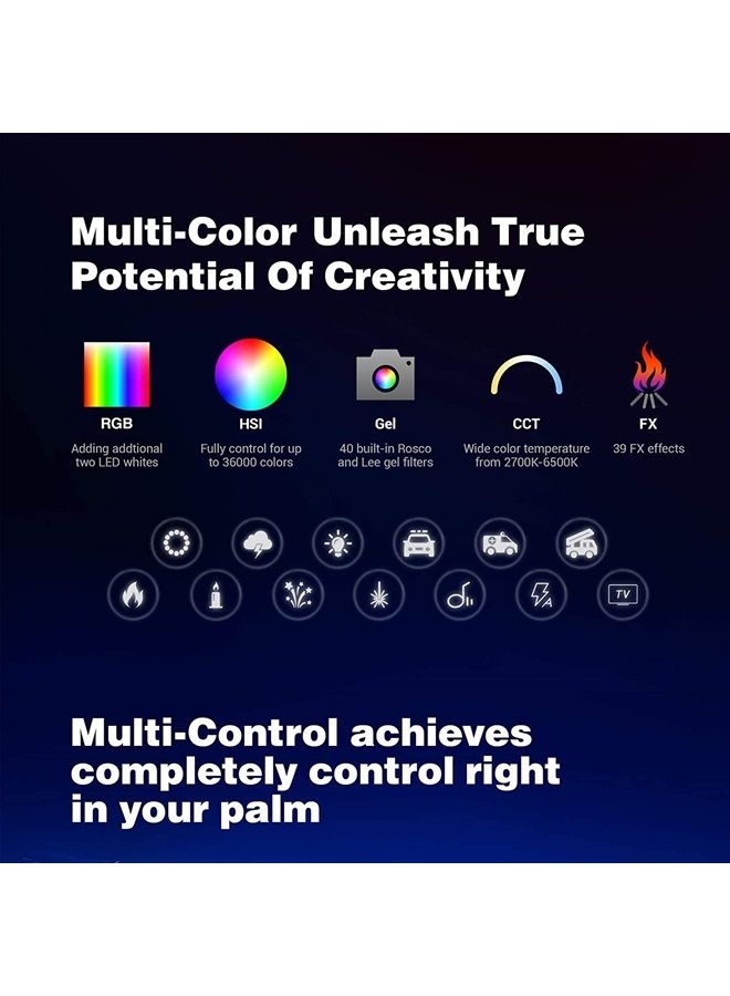 Godox TL60 RGB Tube Light,CRI 96 TLCI 98,Color Temper 2700K~6500K,100% Brightness (LUX),39 FX Effects,2.4G Wireless,Support APP Control/DMX Control (2PCS)