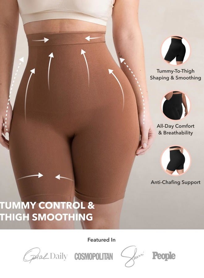 Shapermint High Waisted Body Shaper Shorts Shapewear for Women Tummy Control Thigh Slimming Technology, Latte, 4X-Large Plus - Image 2
