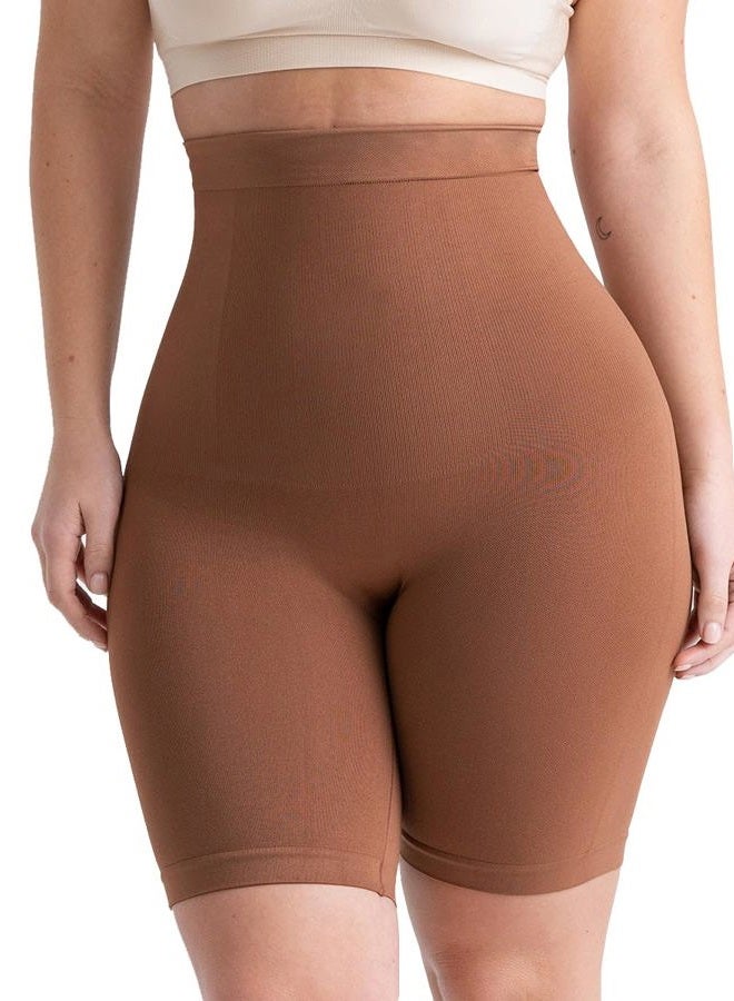 Shapermint High Waisted Body Shaper Shorts Shapewear for Women Tummy Control Thigh Slimming Technology, Latte, 4X-Large Plus - Image 1