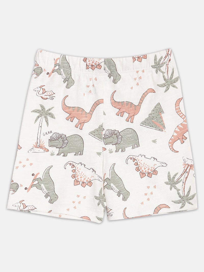 Broon Infant Boys Navy and White Printed Organic Cotton T-shirt with Shorts Set - Image 4