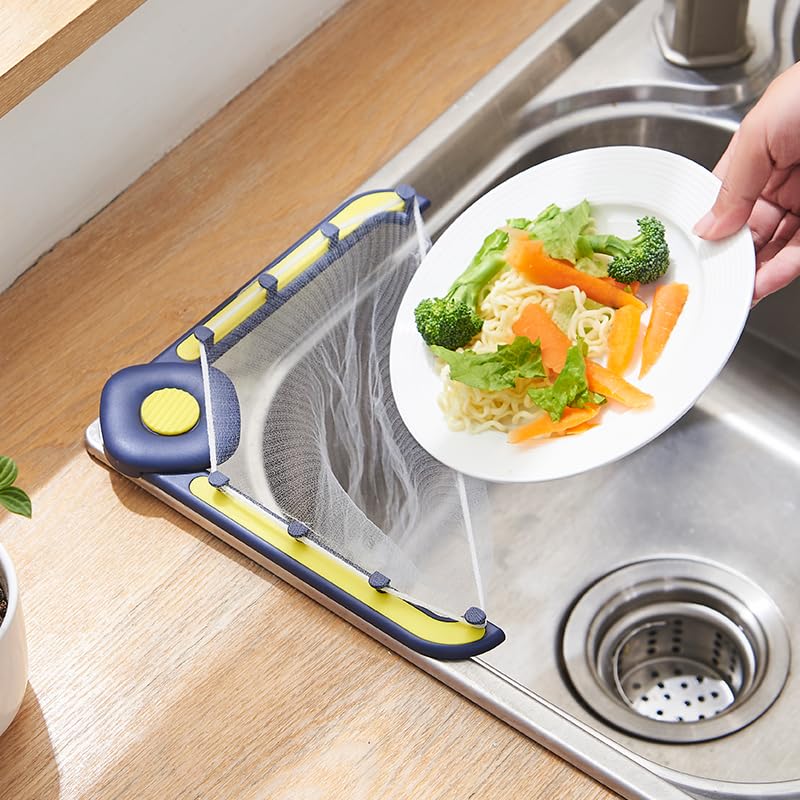 Kuber Industries Kuber Industries Sink Corner Filter Rack|Kitchen Sink Strainer Basket | Sink Corner Holder | Anti-Clogging Mesh Bag Rack for Kitchen Sink Corner | 1 Holder & 50 Mesh Bag | SFR-N1001 - SFR-N1001 | Blue  - Image 2