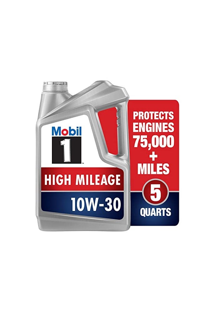 Mobil 1 High Mileage Full Synthetic Motor Oil 10W30 5 Quart - Image 1