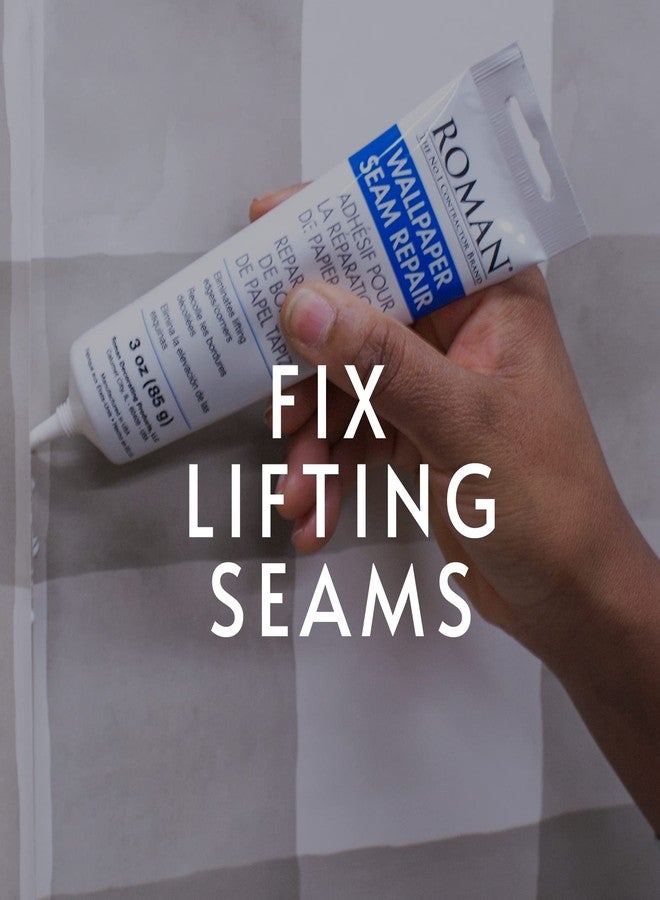رومان لاصق إصلاح اللحامات ROMAN - مانع تسرب لتمزقات ورق الحائط والحواف المترهلة أو المتداخلة - أبيض، أنبوب 3 أونصة مع فوهة تطبيق - Image 2