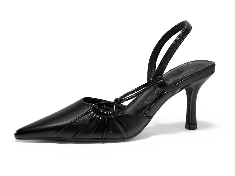 Coutgo Womens Slingback Kitten Heels Closed Pointed Toe Pumps D'Orsay Wedding Party Dress Shoes, Black, Size 7.5 - Image 1