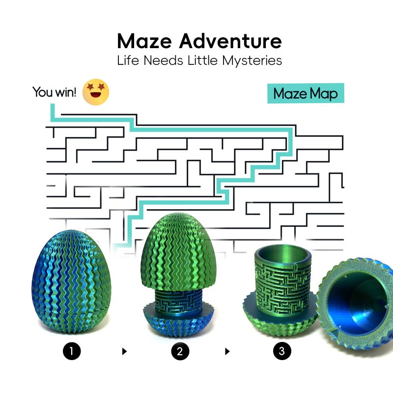 Marsaball 2026 Mystery Egg Maze Puzzle Box: 4 Unique Mazes Money Holder with Hidden Compartment, Brain Teaser Game for Cash & Gifts, Reusable Surprise Container for Easter Birthday Christmas Party - Image 4