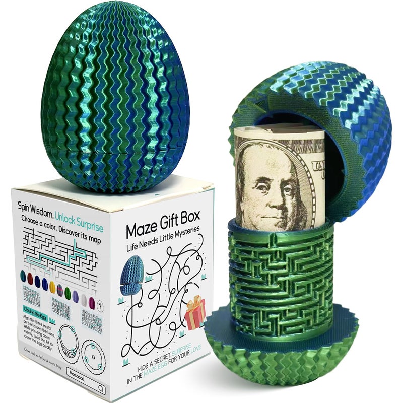 Marsaball 2026 Mystery Egg Maze Puzzle Box: 4 Unique Mazes Money Holder with Hidden Compartment, Brain Teaser Game for Cash & Gifts, Reusable Surprise Container for Easter Birthday Christmas Party - Image 1
