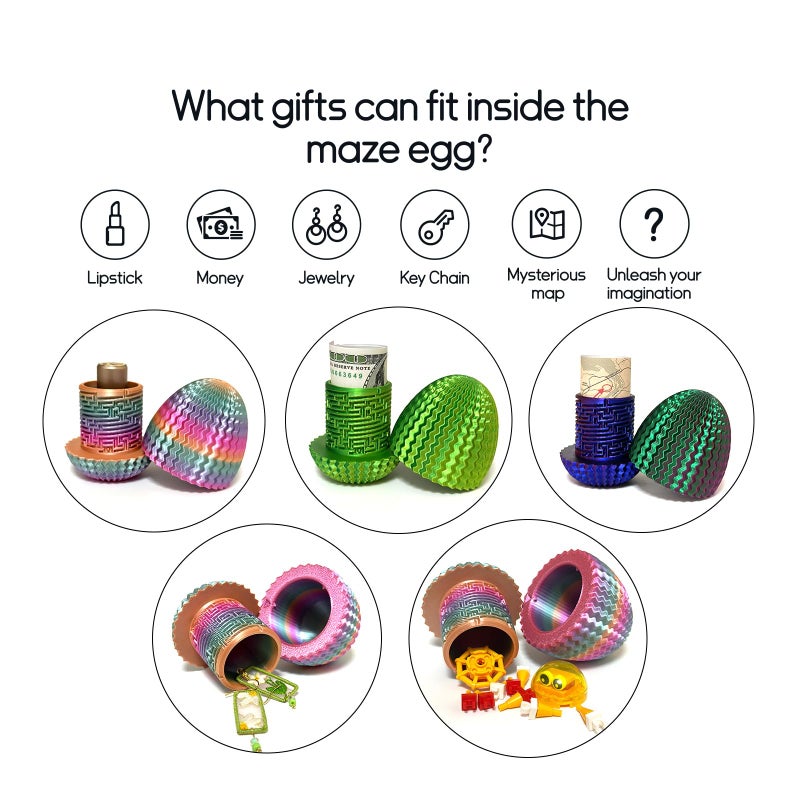 Marsaball 2026 Mystery Egg Maze Puzzle Box: 4 Unique Mazes Money Holder with Hidden Compartment, Brain Teaser Game for Cash & Gifts, Reusable Surprise Container for Easter Birthday Christmas Party - Image 3