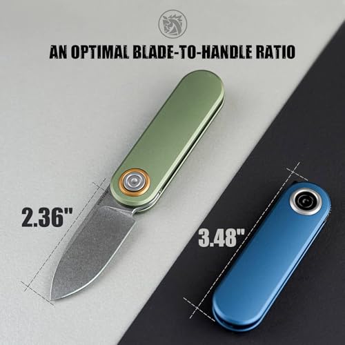 Vosteed Corgi V Pocket Knife - 2.36" 14C28N Stonewash Blade - Patented Vanchor Lock, Green Aluminum Handle - EDC Knife Hiking Folding Knife - A3702 - Image 3
