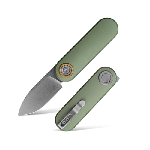 Vosteed Corgi V Pocket Knife - 2.36" 14C28N Stonewash Blade - Patented Vanchor Lock, Green Aluminum Handle - EDC Knife Hiking Folding Knife - A3702 - Image 1