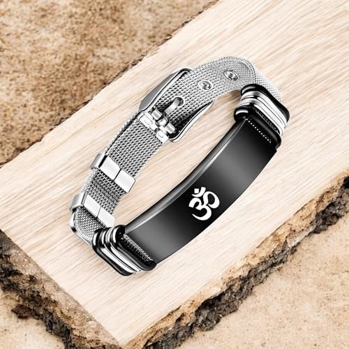 M Men Style OM Wrist Bracelet for Men |Hand Band for Boys |Fancy & Stylish Mens Aesthetic Bracelets for Husband & Boyfriend |Anniversary, Engagement, Birthday & Everyday Wear Gift Black SBr202567 - Image 5