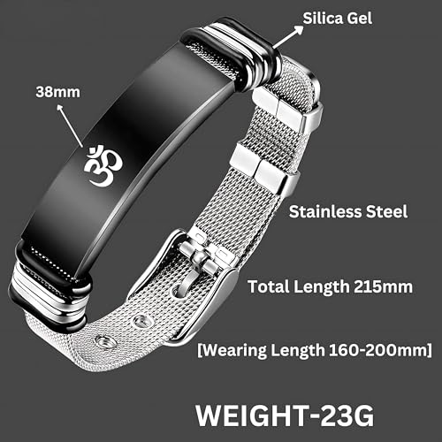 M Men Style OM Wrist Bracelet for Men |Hand Band for Boys |Fancy & Stylish Mens Aesthetic Bracelets for Husband & Boyfriend |Anniversary, Engagement, Birthday & Everyday Wear Gift Black SBr202567 - Image 4