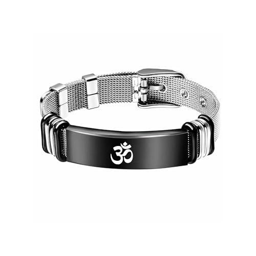 M Men Style OM Wrist Bracelet for Men |Hand Band for Boys |Fancy & Stylish Mens Aesthetic Bracelets for Husband & Boyfriend |Anniversary, Engagement, Birthday & Everyday Wear Gift Black SBr202567 - Image 1