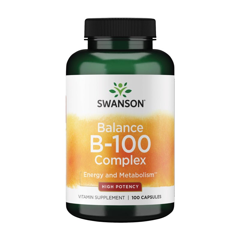 Swanson Vitamin B100 Vitamin Supplement Promoting Energy Metabolism Support High Potency Formula Supporting Heart Health Brain Health Nervous Function 100 Capsules