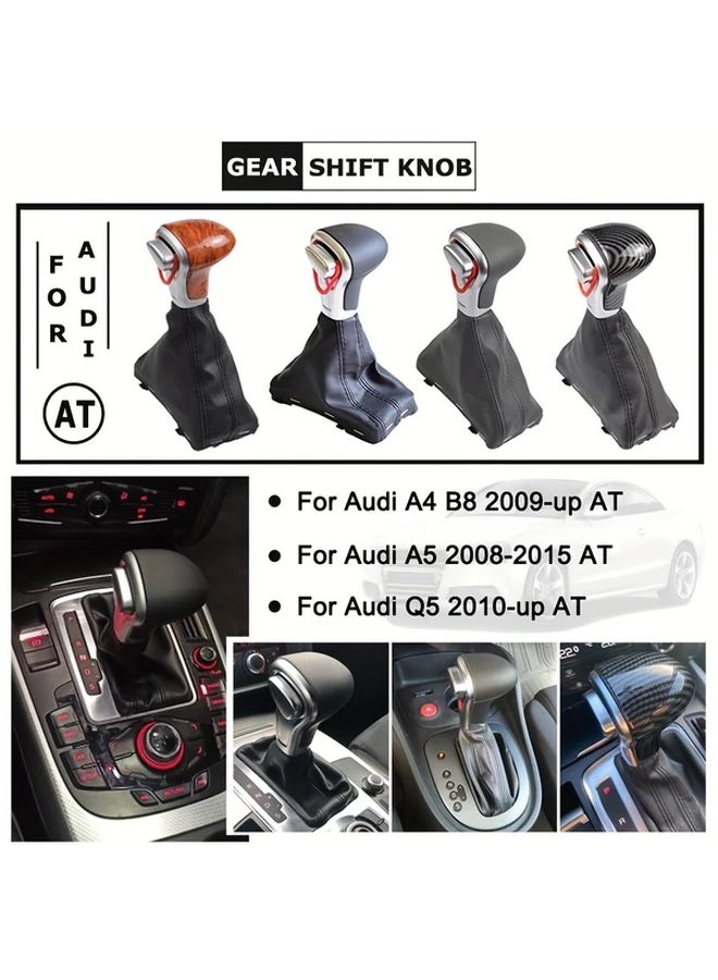 Black Automatic Gear Shift Knob with Leather Gaiter Boot Cover for Audi A4 A5 Q5 A6 Models - Image 4