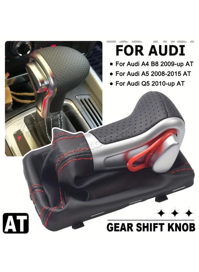 Black Automatic Gear Shift Knob with Leather Gaiter Boot Cover for Audi A4 A5 Q5 A6 Models - Image 5