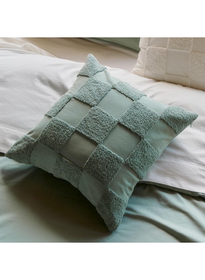 Double Stitch by Bedsure 100% Cotton Boho Throw Pillow Covers - Tufted Decorative Pillow Covers 20" x 20" Made in India, Square Cushion Case for Living Room Sofa, Accent Pillow Cover, Chinois Green  - Image 5