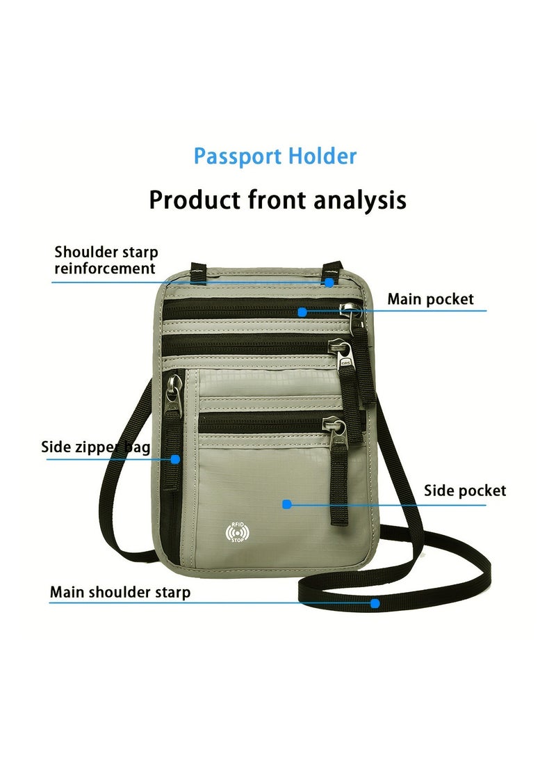 Multi Functional Travel Passport Pouch, RFID Blocking Document Holder, Nylon Passport Wallet With Ticket Protector Sleeve - Image 2