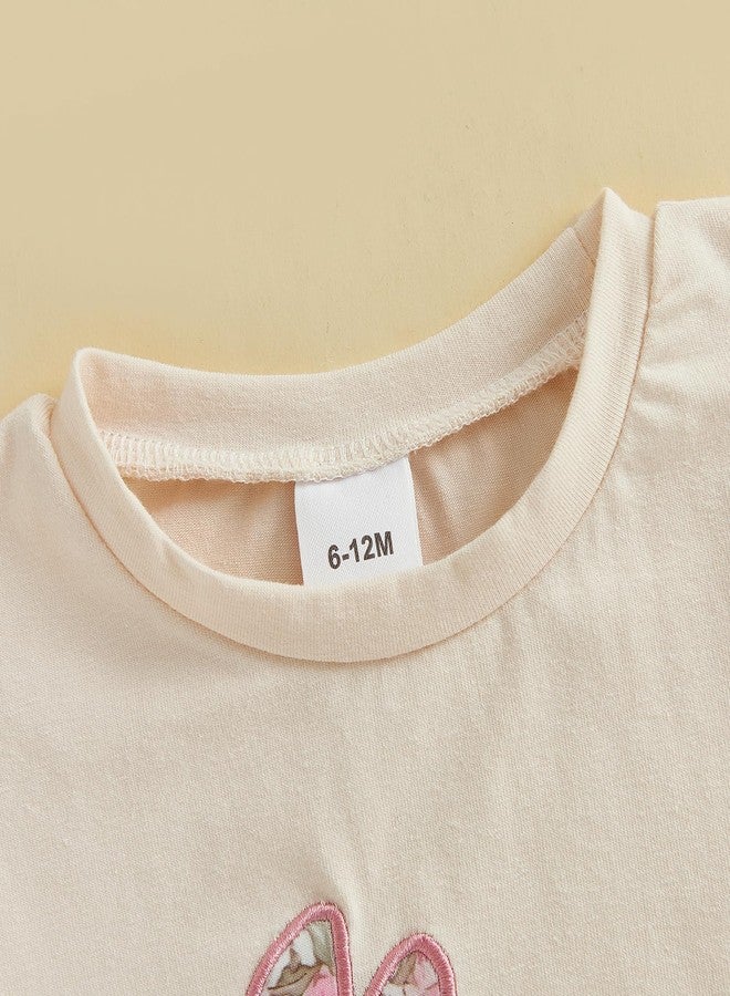 Socutebabe Toddler Infant Baby Girl Easter Outfit Bunny Floral Short Sleeve Shirt Tops Shorts Set Cute Summer Clothes (Pink, 12-18 Months) - Image 3