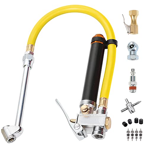 Hromee Heavy Duty Tire Inflator with Pressure Gauge 120PSI with Dual Head Air Chuck and Lock On Tire Chuck, Air Compressor Accessory and Tire Valve Tools - Image 1