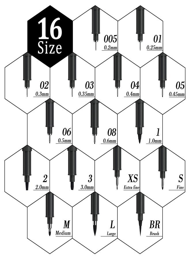 Tebik 16 Pack Calligraphy Pens, Hand Lettering Pens, Brush Markers Black Ink for Beginners Writing, Lettering, Journaling, Art Drawing, Signature, Illustrations and Office School Supplies - Image 3