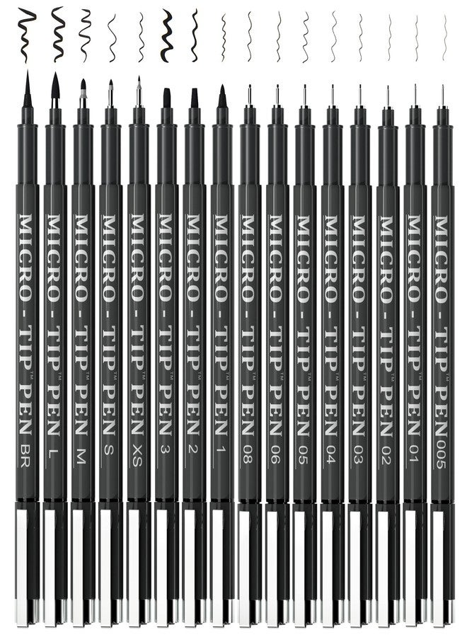 Tebik 16 Pack Calligraphy Pens, Hand Lettering Pens, Brush Markers Black Ink for Beginners Writing, Lettering, Journaling, Art Drawing, Signature, Illustrations and Office School Supplies - Image 1