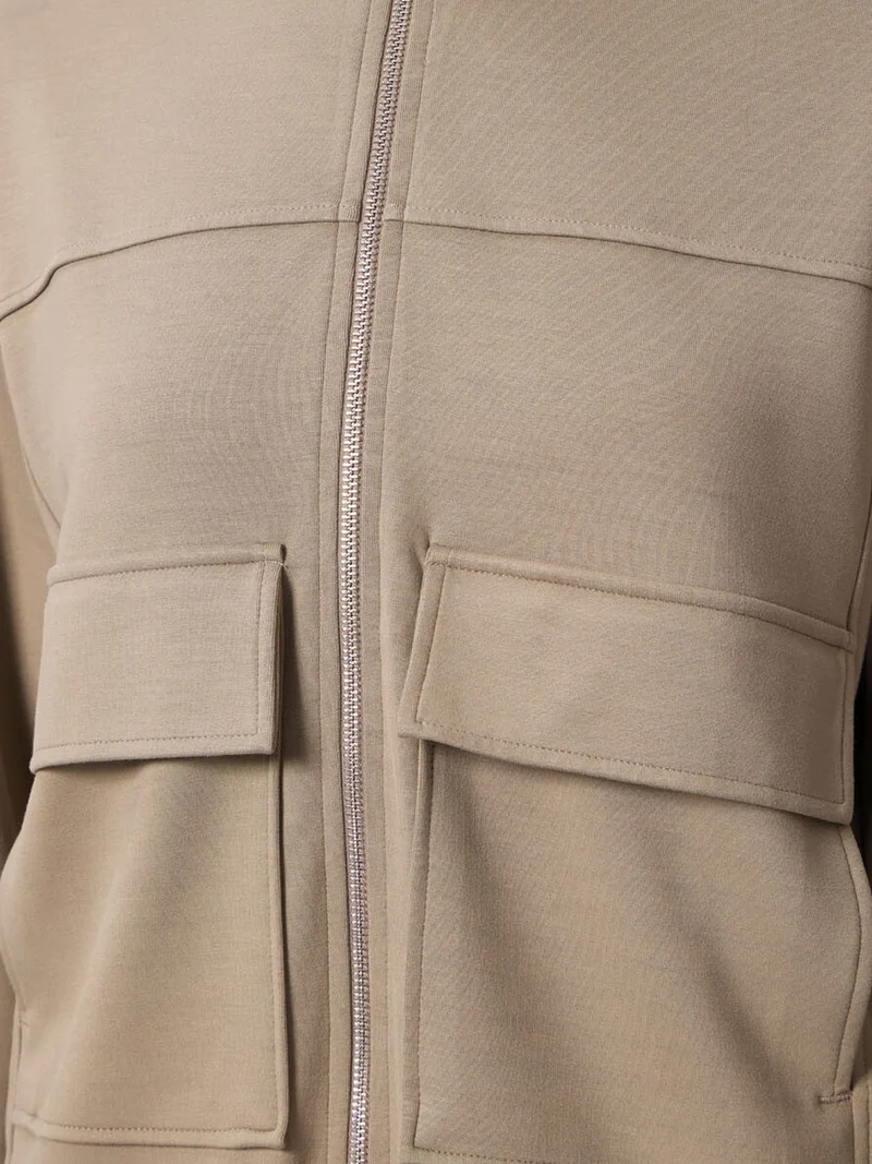 تومي لايف TOMMY Oversized Cropped Zip-Neck Knit Top