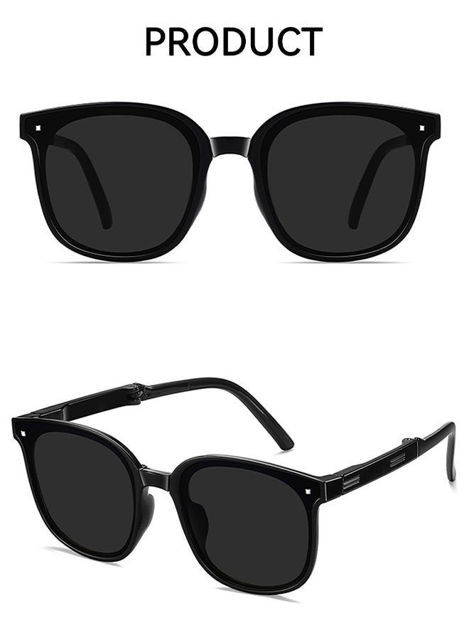 سِيكجُوك نظارات شمسية مستقطبة قابلة للطي للرجال والنساء نسائية ورجالية نسائيه رجاليه بحماية UV400 كلاسيكية بتصميم نظارة شمسيه نظاره أنيقة تشمل نضارات نساءيه رجالي نضرات رجال النظارات الشمسية أسود - Image 5