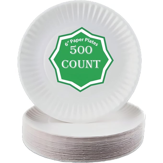 6 DISPOSABLE PAPER PLATE PACK OF 500CT MODEL SSPAPER PLATE 6500