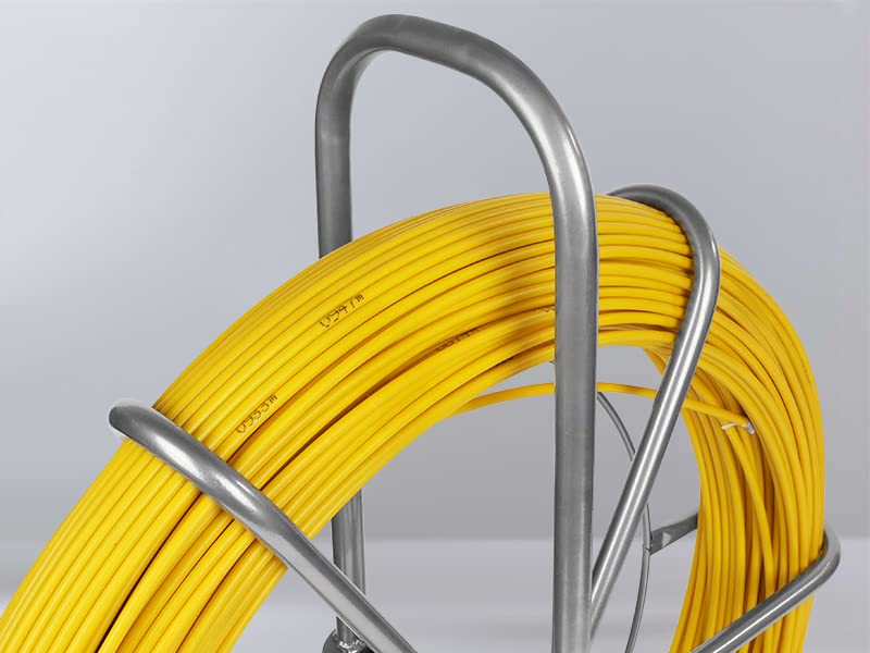 FAHKNS 425FT Fish Tape Fiberglass 1/4 inch(6MM) Fishing Wire Puller Duct Rodder Cable Running Electrical Fishtape Tool Rod with Steel Reel Stand Through Wall Pipe Length Marking in Meter - Image 5