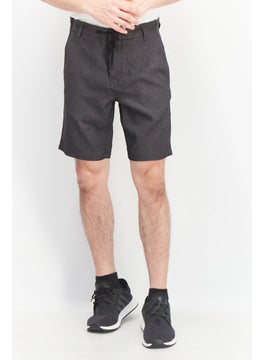 Men Regular Fit Textured Basic Shorts, Charcoal