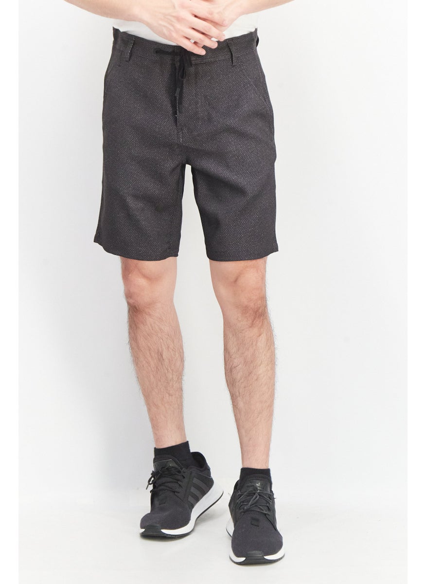Kenneth Cole Men Regular Fit Textured Basic Shorts, Charcoal  - Image 1