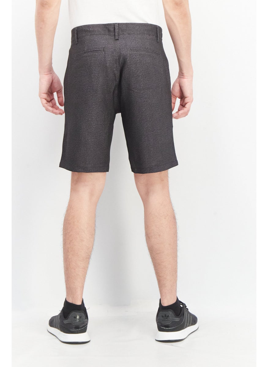 Kenneth Cole Men Regular Fit Textured Basic Shorts, Charcoal  - Image 4