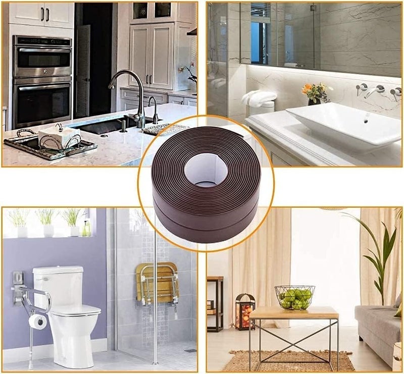 Trifecta Repair Tape, Waterproof Tape, Kitchen, Corner, Easy to Use, Clean, Sink, Bathtub, Waterproof Gap Mildew Resistant, Kitchen and Bathroom Seals (Brown, Small, Pack of 2) - Image 5