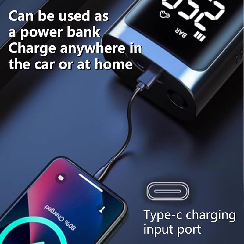 مضخة هواء كهربائية محمولة عالية الضغط لنفخ الإطارات مع شاشة LED مثبتة في السيارة - Image 5