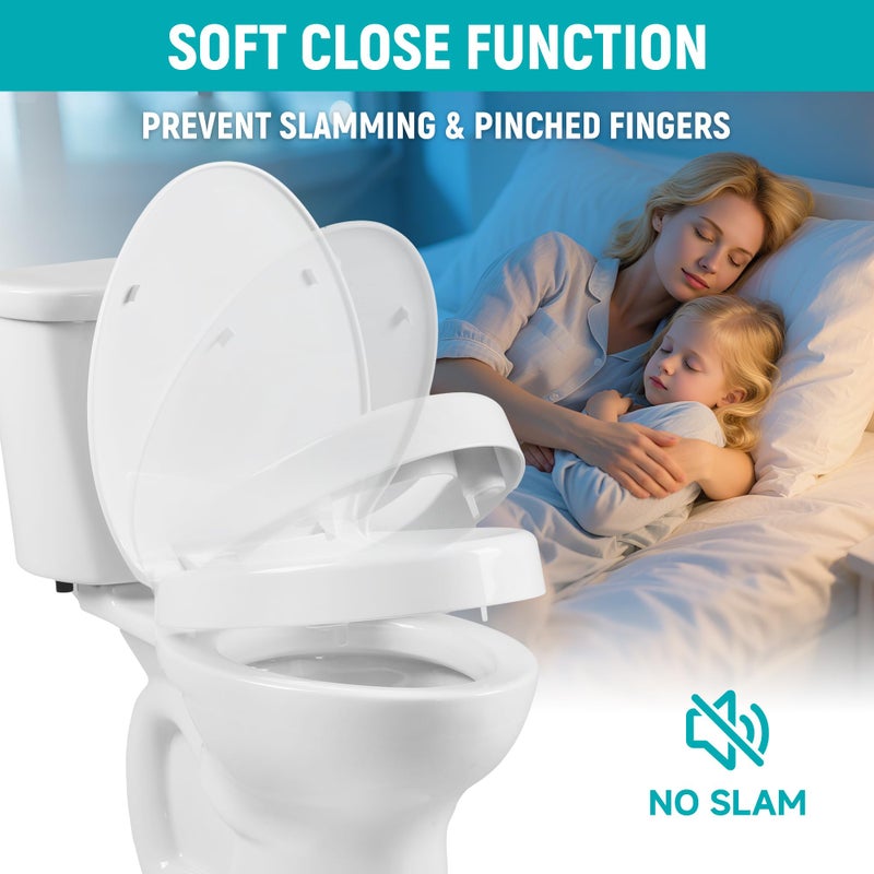 LimLuc Elongated Toilet Seat Risers for Seniors, 2.5 Inch Elevated Toilet Seat with Slow Close, Non-Slip Raised Toilet Seat, 18.5" Fit for Elongated Toilet, White - Image 4