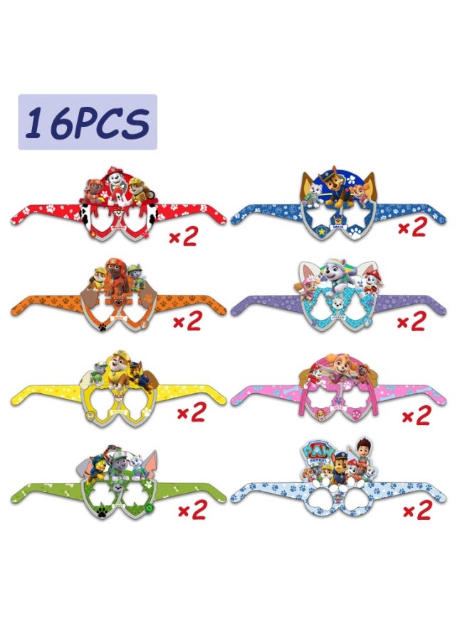 ILovhaprty PAW Patrol Paper Glasses - 16pcs PAW Patrol Party Favor Paper Eyeglasses, Pup Rescue Theme Paper Party Glasses for PAW Patrol Photo Booth Props or PAW Patrol Birthday Decoration Supplies - Image 2