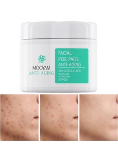 Facial Peel Pads with 35% Glycolic Acid , Acne Treatment Pads, Anti-aging,Exfoliating Chemical Peel Pad, Acne Control Pads for Pimple Breakout, Clear Skin, 50 Pads