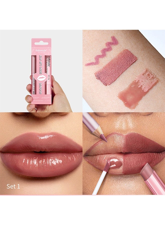 lakerain Mini Lip Kit -  3 In 1 Smooth Lipliner Lipgloss and Lipstick Set ,Nude Matte Velvet Liquid Lipstick Hydrating Moisturizing Lip Gloss and Creamy Lip Liner (#01) - Image 4