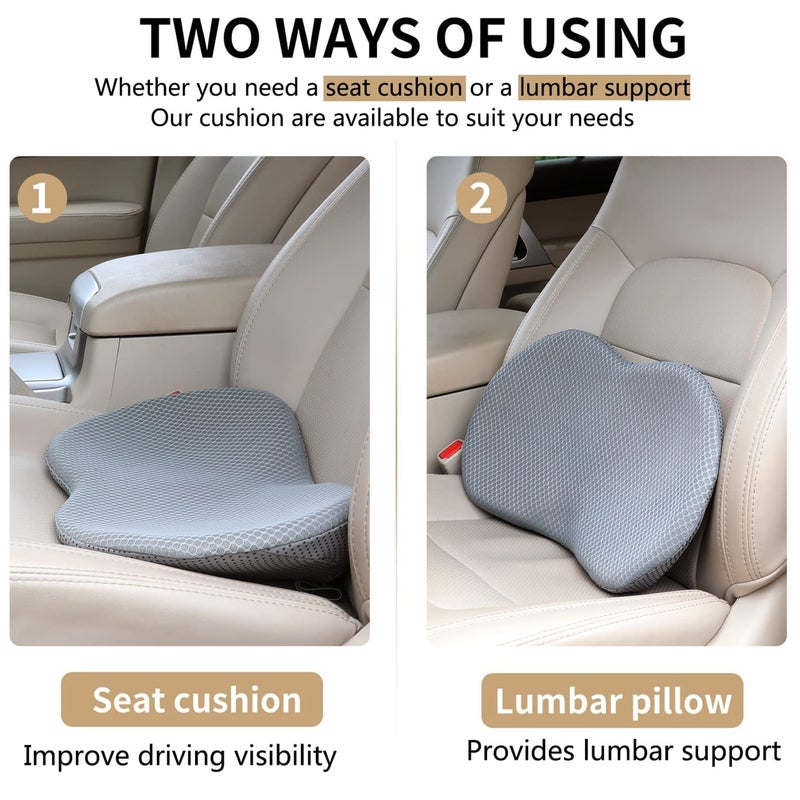 Livtribe Car Seat Cushion - Memory Foam Car Seat Pad - Sciatica & Lower Back Pain Relief - Car Seat Cushions for Driving - Road Trip Essentials for Drivers(Gray) - Image 2
