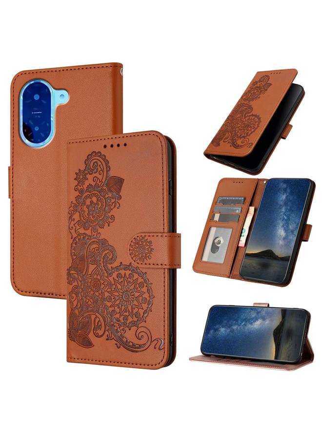 erorex Case For Redmi A5 4G Datura Flower Embossed Flip Leather Phone Case - Image 1