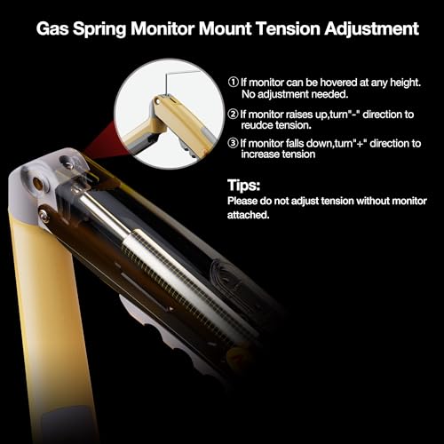 NB ERGONOMIC Monitor Mount,Fits 17-30" or Bigger Computer Monitors(Within 19.8lbs), Adjustable Stand with Tilt Rotation Swivel Function, Desk Mount F80 Series (Lava Yellow) - Image 5