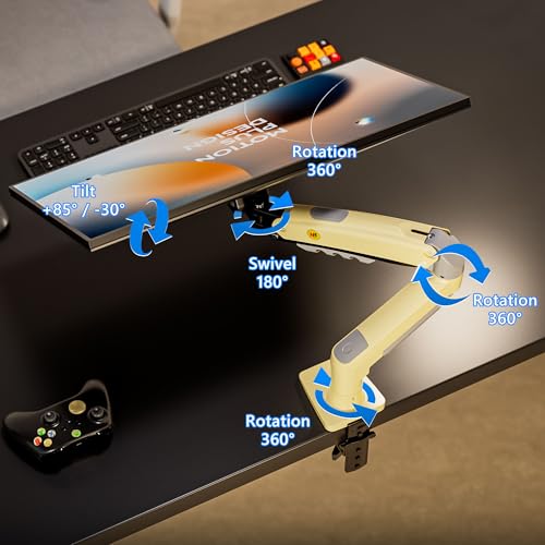 NB ERGONOMIC Monitor Mount,Fits 17-30" or Bigger Computer Monitors(Within 19.8lbs), Adjustable Stand with Tilt Rotation Swivel Function, Desk Mount F80 Series (Lava Yellow) - Image 3