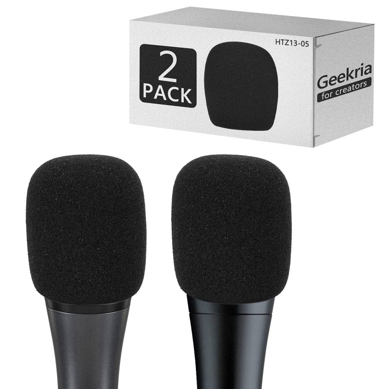 Geekria for Creators Foam Windscreen Compatible with Sennheiser E 935 E 945 E 835 E 845S Microphone Antipop Windshield Mic Wind Cover Sponge Foam Filter Black 2 Pack - Image 2