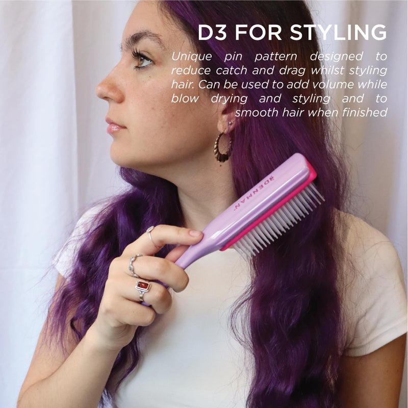 Denman Curly Hair Brush D3 (African Violet) 7 Row Styling Brush for Detangling, Separating, Shaping and Defining Curls - For Women and Men - Image 3