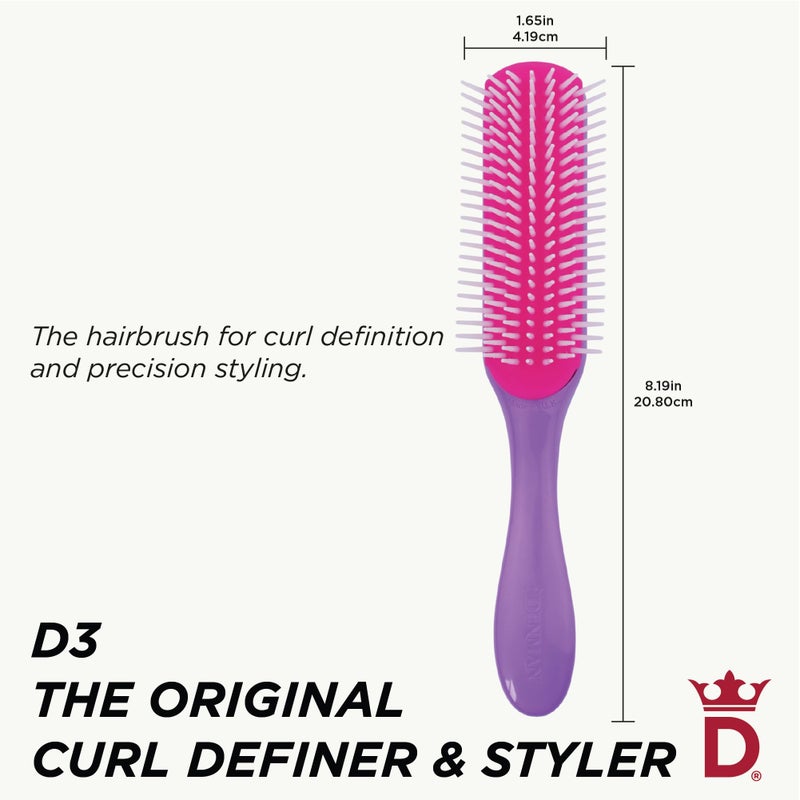 Denman Curly Hair Brush D3 (African Violet) 7 Row Styling Brush for Detangling, Separating, Shaping and Defining Curls - For Women and Men - Image 2
